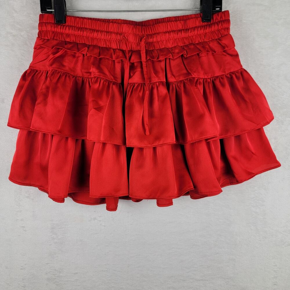 Sz Large Skorts Red Satin Ruffle Fairy Cottagecore Valentine Romantic Skirt
